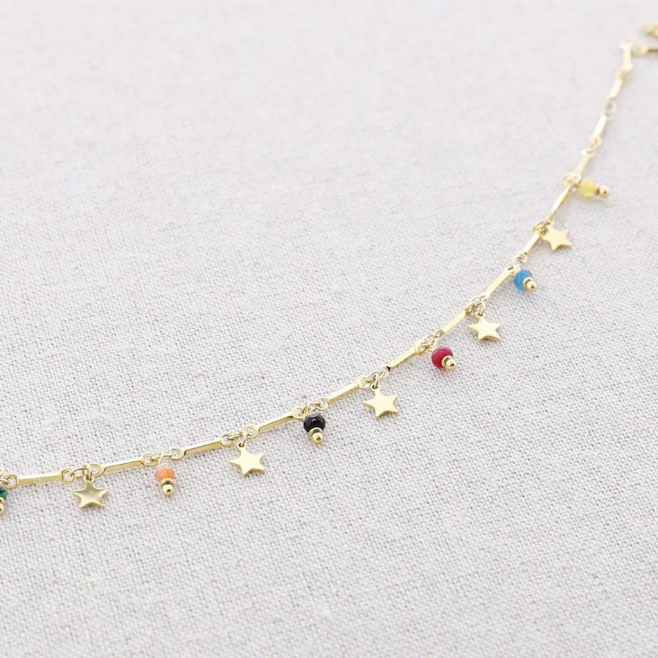 STEEL SHORT NECKLACE WITH LITTLE STAR PENDANTS