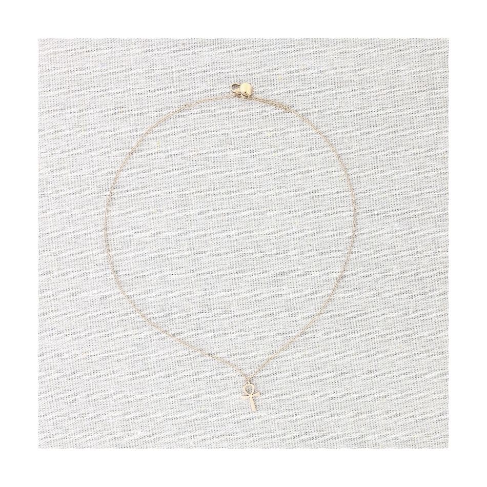EGYPTIAN CROSS PENDANT STEEL SHORT NECKLACE