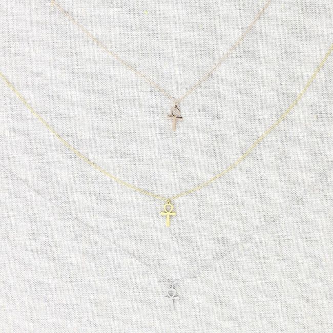 EGYPTIAN CROSS PENDANT STEEL SHORT NECKLACE