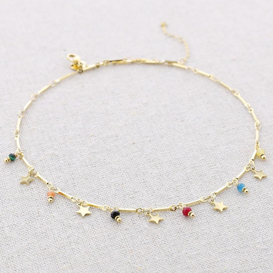 STEEL SHORT NECKLACE WITH LITTLE STAR PENDANTS