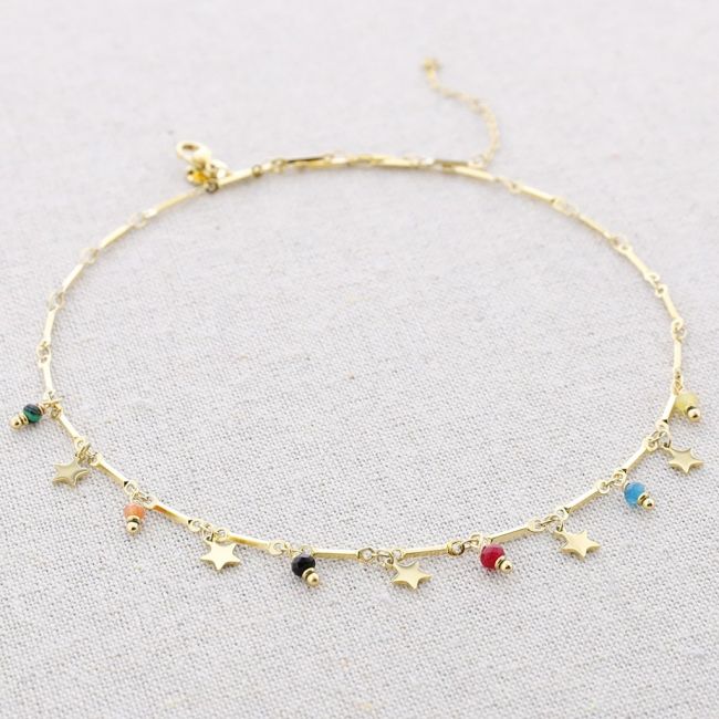 STEEL SHORT NECKLACE WITH LITTLE STAR PENDANTS