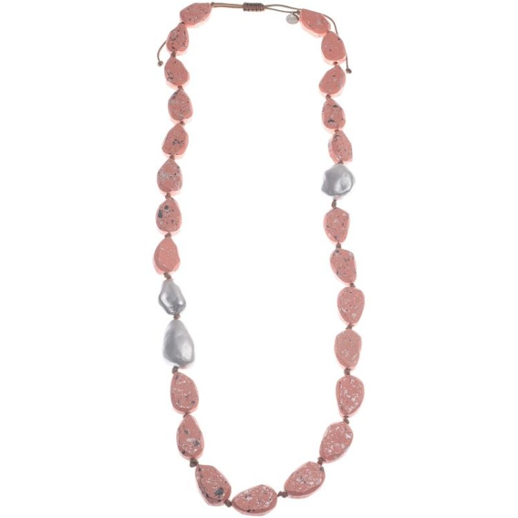 IRREGULAR WOODEN RESIN BEADS LONG NECKLACE