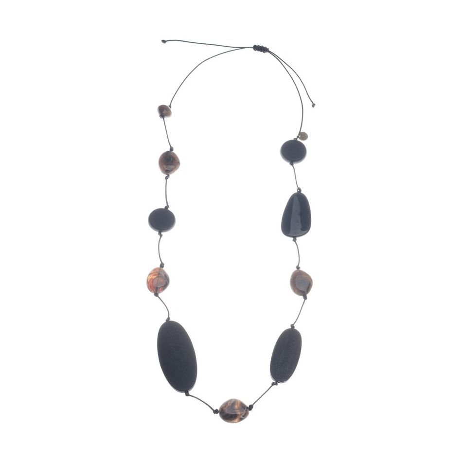 COLLAR LARGO CUENTAS RESINA IRREGUALRES