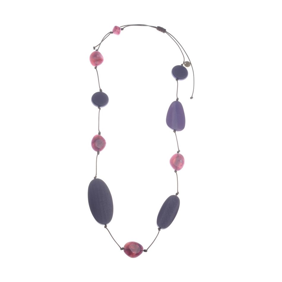 COLLAR LARGO CUENTAS RESINA IRREGUALRES