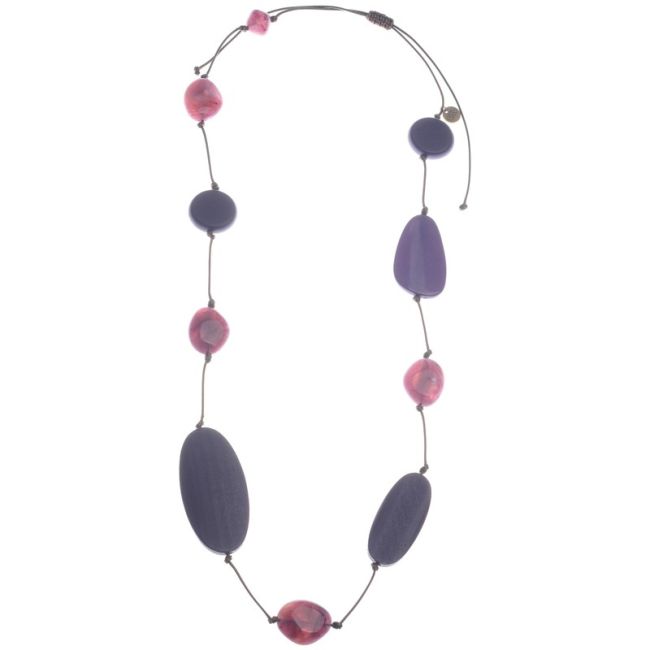 COLLAR LARGO CUENTAS RESINA IRREGUALRES