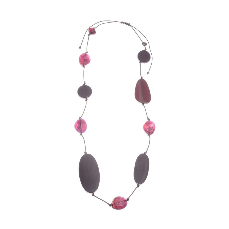 COLLAR LARGO CUENTAS RESINA IRREGUALRES