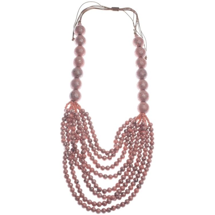 COLLAR LARGO BOLAS MADERA