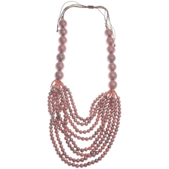 LONG WOODEN BALL NECKLACE