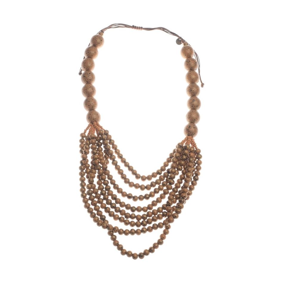 COLLAR LARGO BOLAS MADERA
