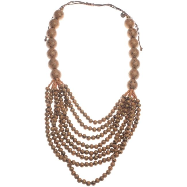 COLLAR LARGO BOLAS MADERA