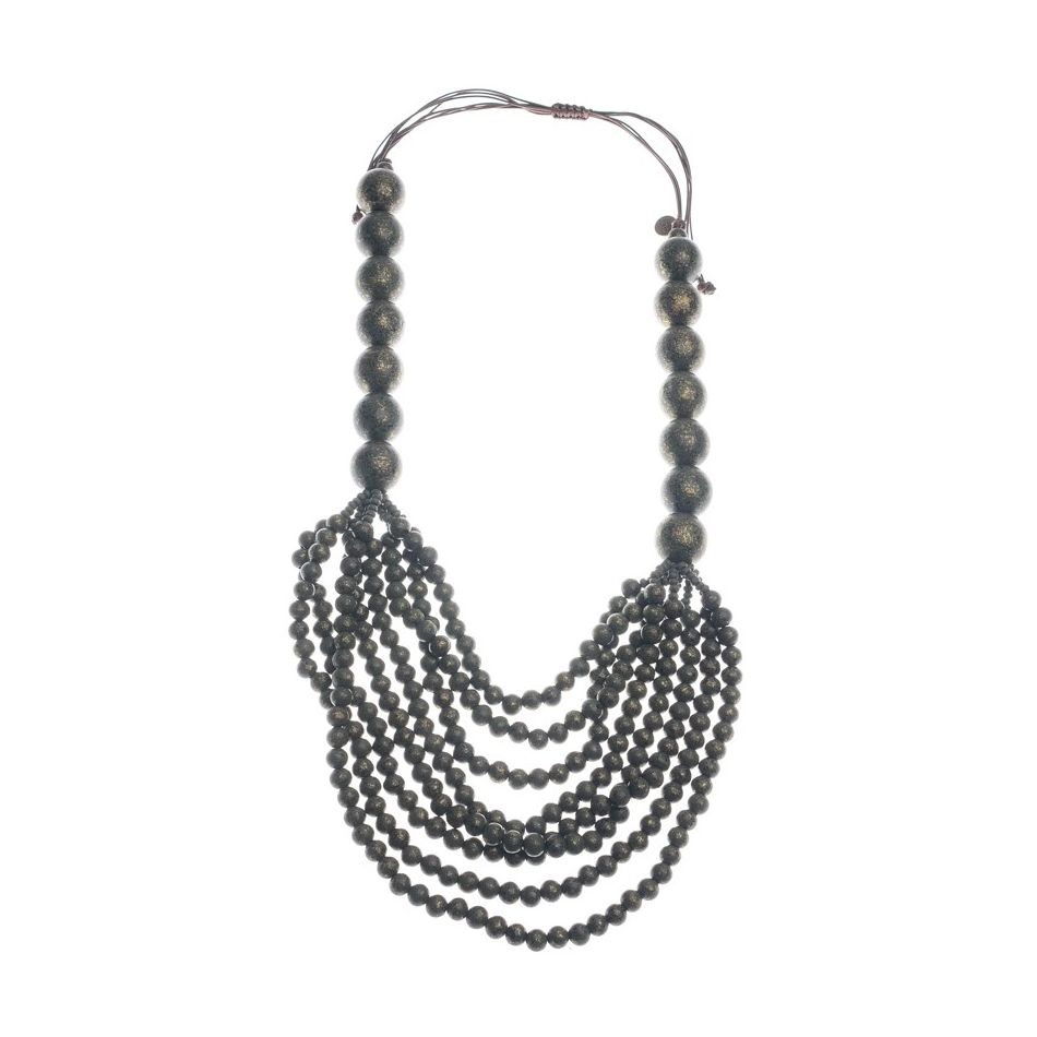 LONG WOODEN BALL NECKLACE