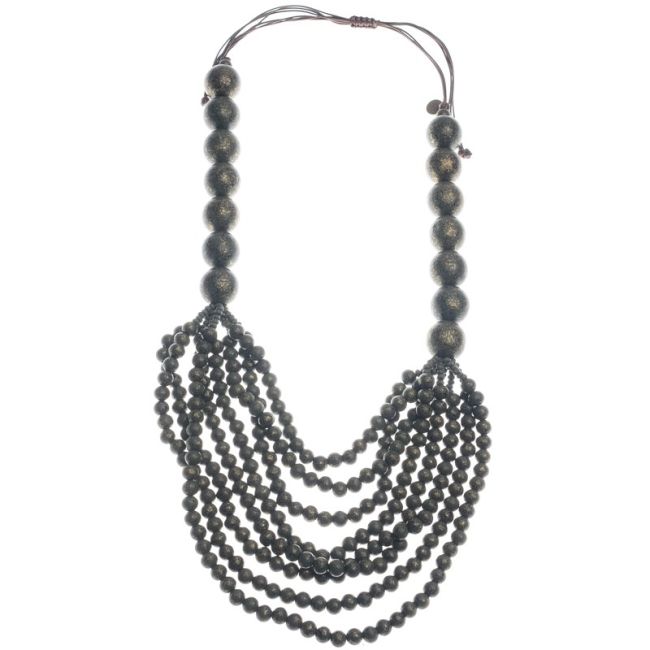 LONG WOODEN BALL NECKLACE