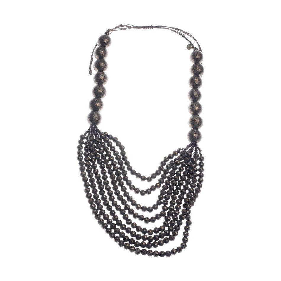 LONG WOODEN BALL NECKLACE