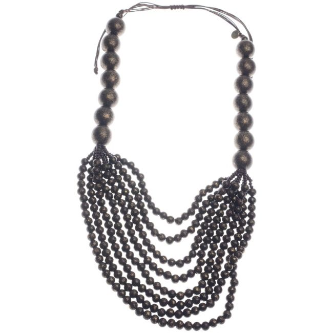 LONG WOODEN BALL NECKLACE