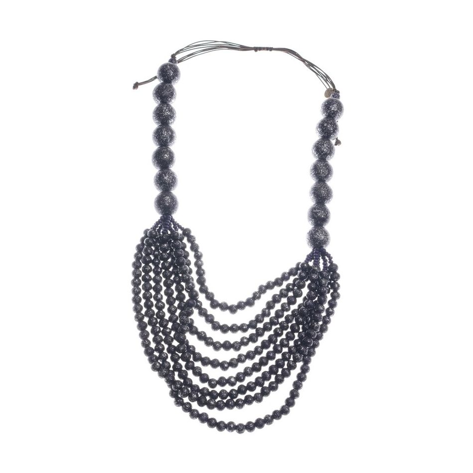 COLLAR LARGO BOLAS MADERA