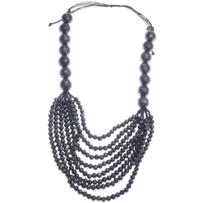 COLLAR LARGO BOLAS MADERA