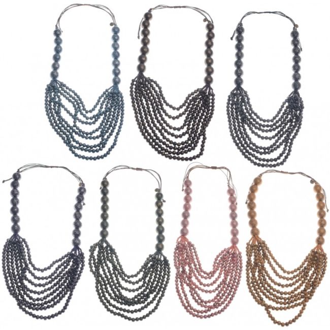 COLLAR LARGO BOLAS MADERA