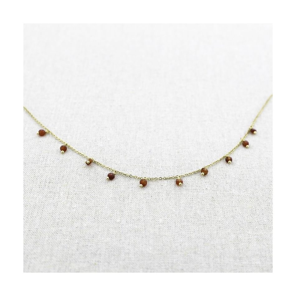 STEEL SHORT NECKLACE WITH FACETED STONES PENDANTS