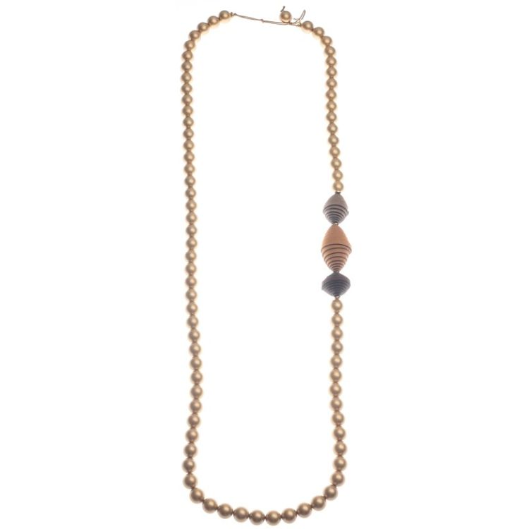 SUEDE RESIN BALL LONG NECKLACE 2