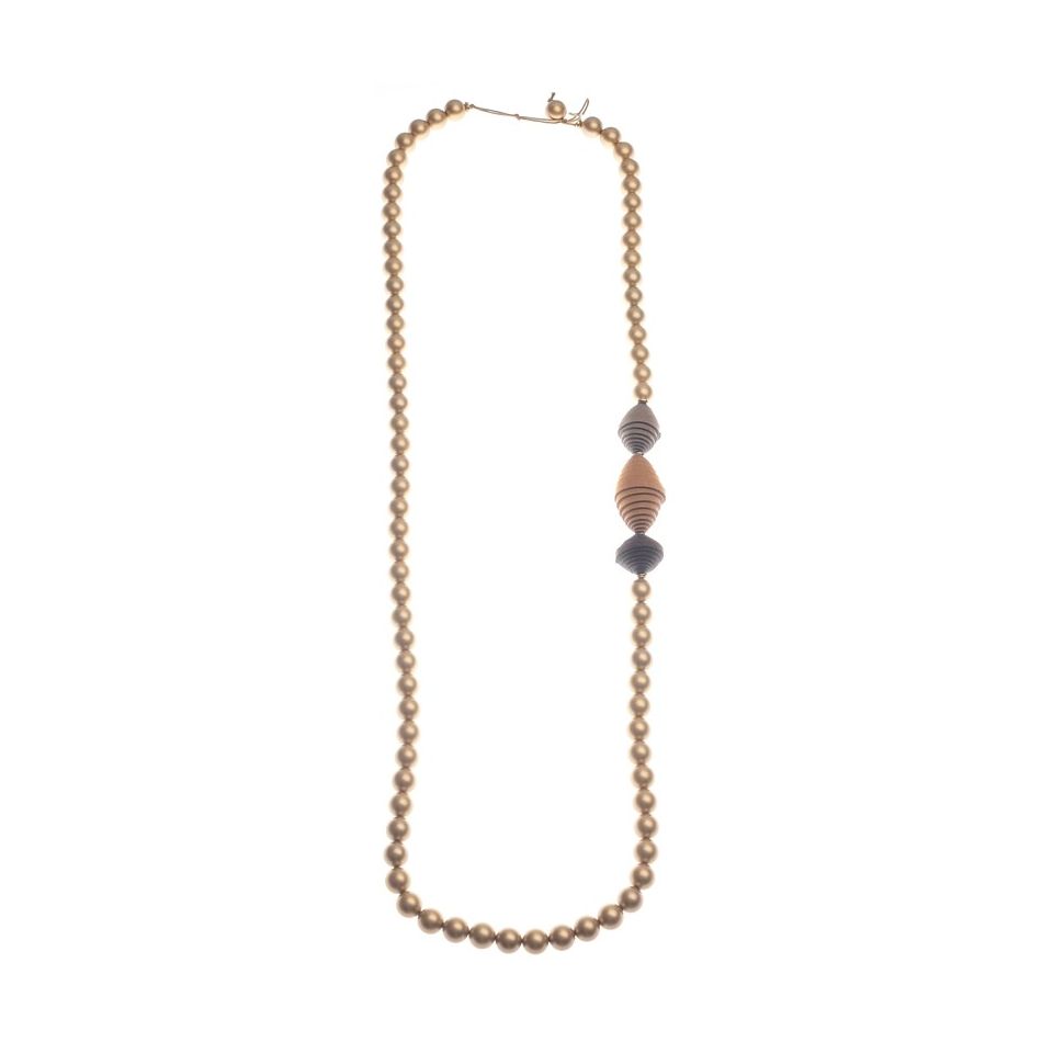 SUEDE RESIN BALL LONG NECKLACE