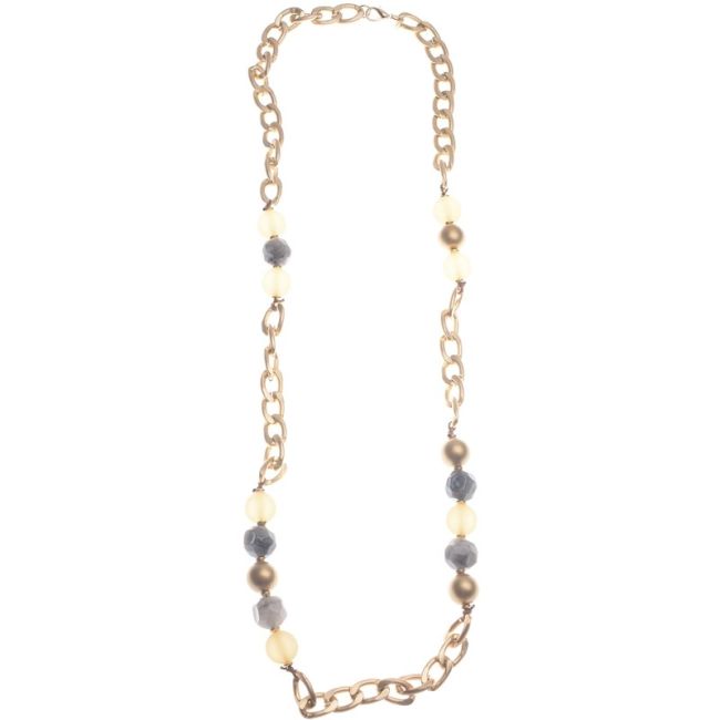 COLLAR LARGO CADENA CUENTAS RESINA IRREGULARES