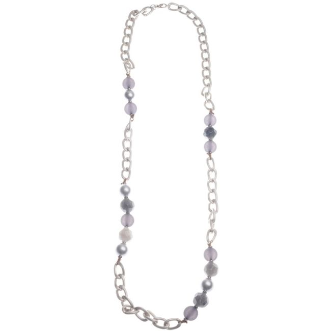 COLLAR LARGO CADENA CUENTAS RESINA IRREGULARES