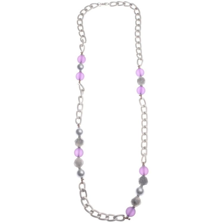 IRREGULAR RESIN BEADS LONG CHAIN NECKLACE 2
