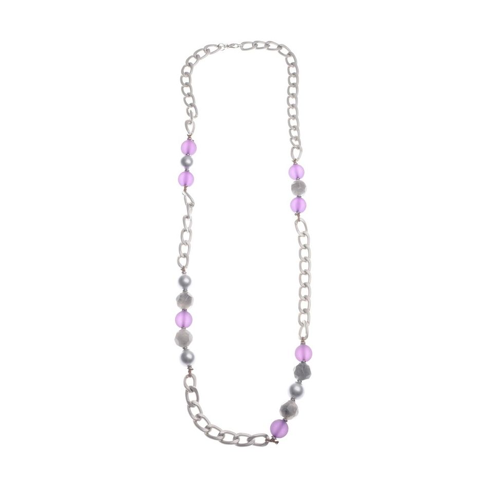 COLLAR LARGO CADENA CUENTAS RESINA IRREGULARES