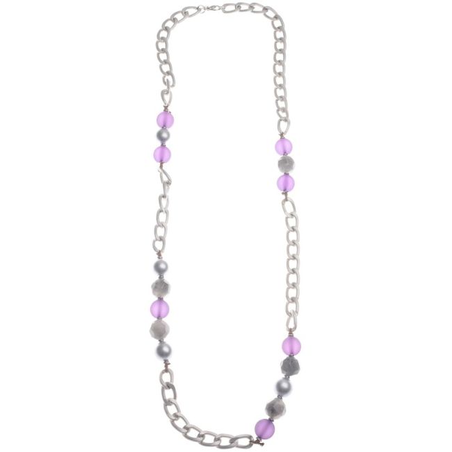 COLLAR LARGO CADENA CUENTAS RESINA IRREGULARES