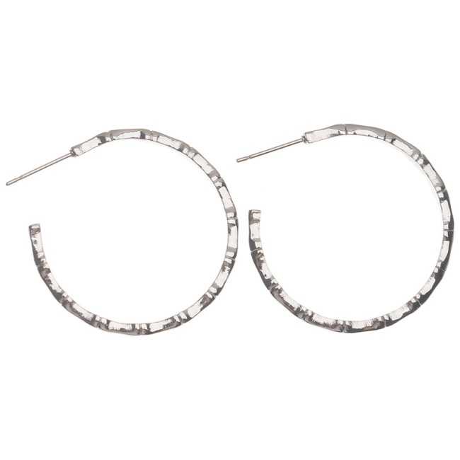 STEEL BAMBOO HOOP EARRINGS 3.5CM