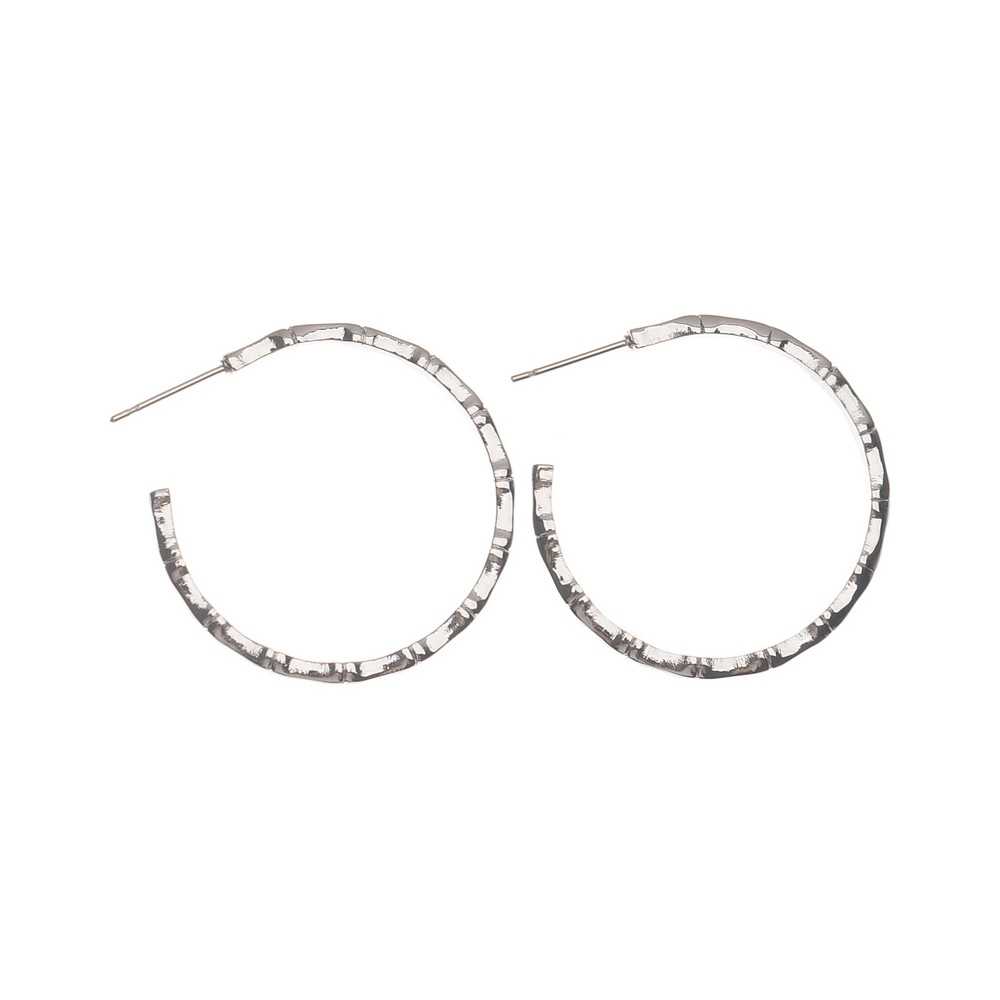 STEEL BAMBOO HOOP EARRINGS 3.5CM