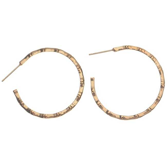 STEEL BAMBOO HOOP EARRINGS 3.5CM