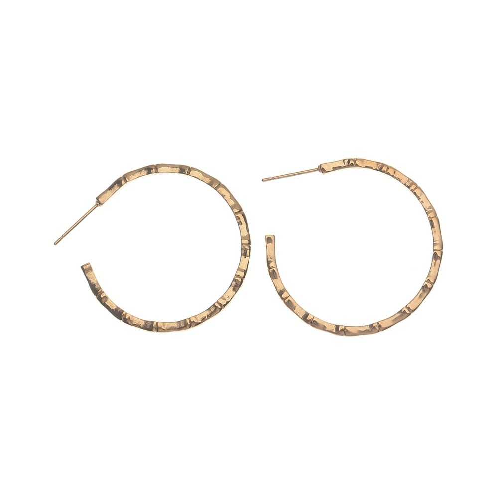 STEEL BAMBOO HOOP EARRINGS 3.5CM