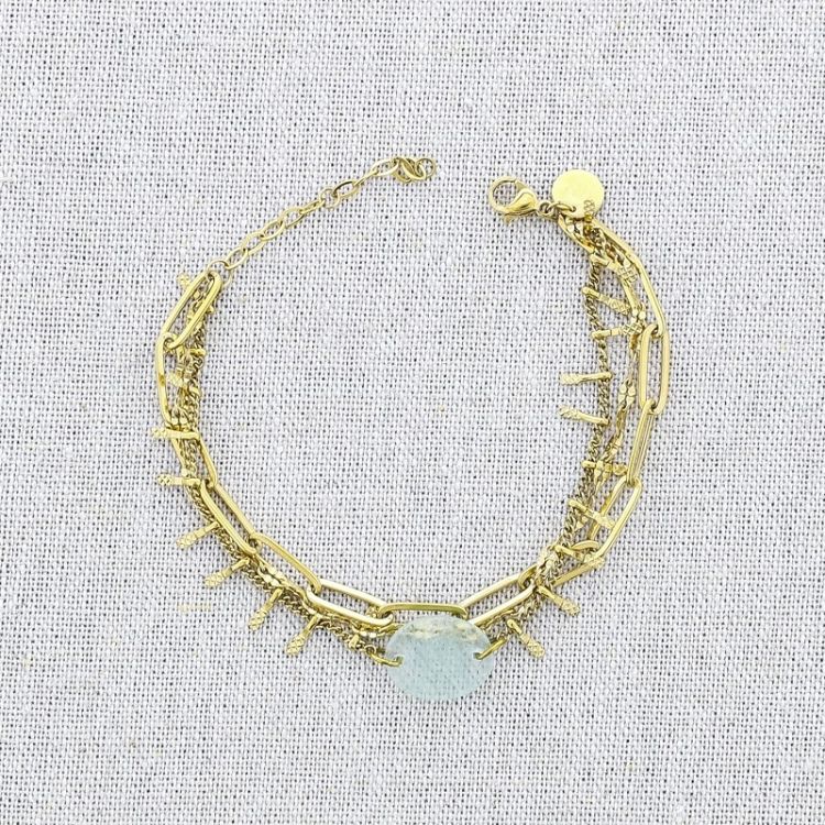 STONE TRIPLE CHAIN STEEL BRACELET 2