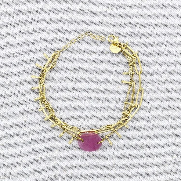 STONE TRIPLE CHAIN STEEL BRACELET