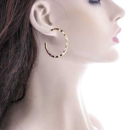 BAMBOO HOOP STEEL EARRINGS 4.5CM