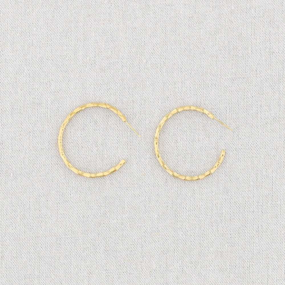 BAMBOO HOOP STEEL EARRINGS 4.5CM