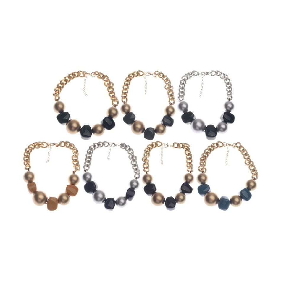 RESIN BEADS CHAIN SHORT NECKLACE