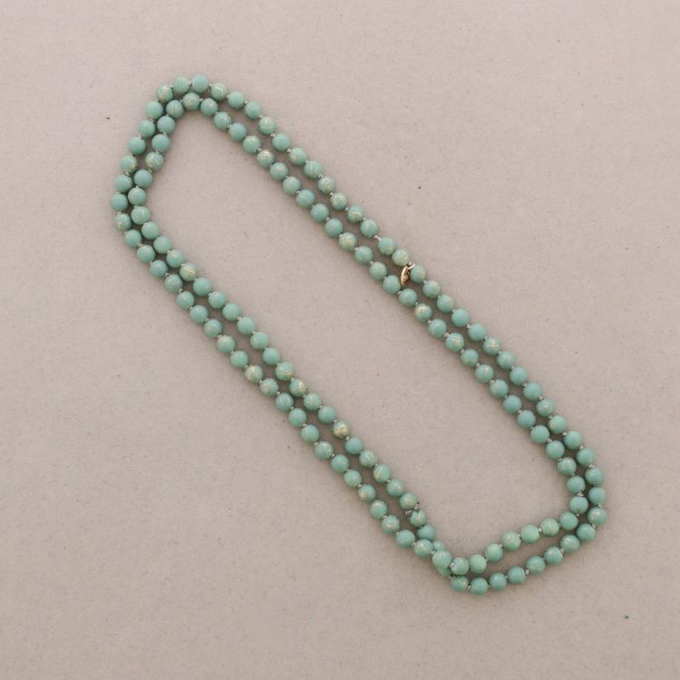 COLLAR LARGO BOLAS HILO DORADO NUDOS 1.5M*6MM