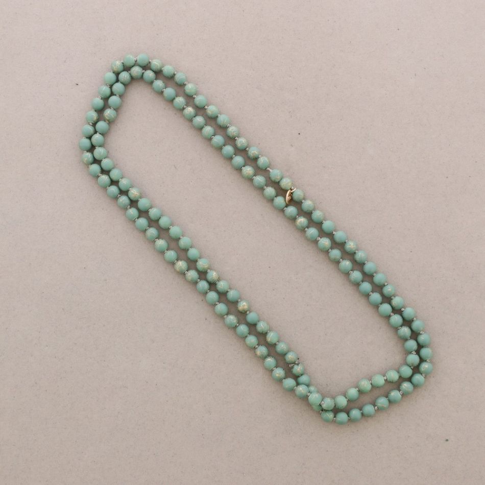 COLLAR LARGO BOLAS HILO DORADO NUDOS 1.5M*6MM