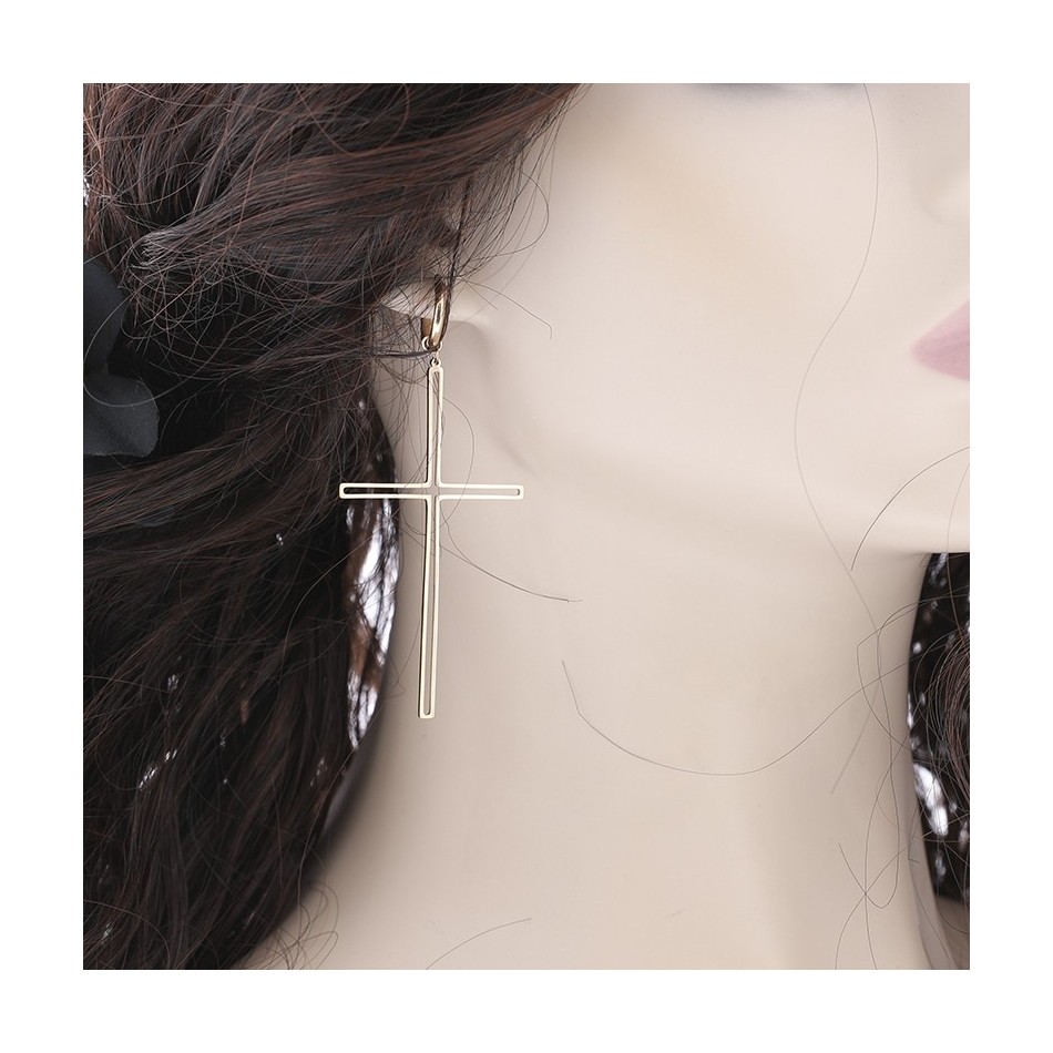 PENDIENTES ACERO COLGANTE CRUZ