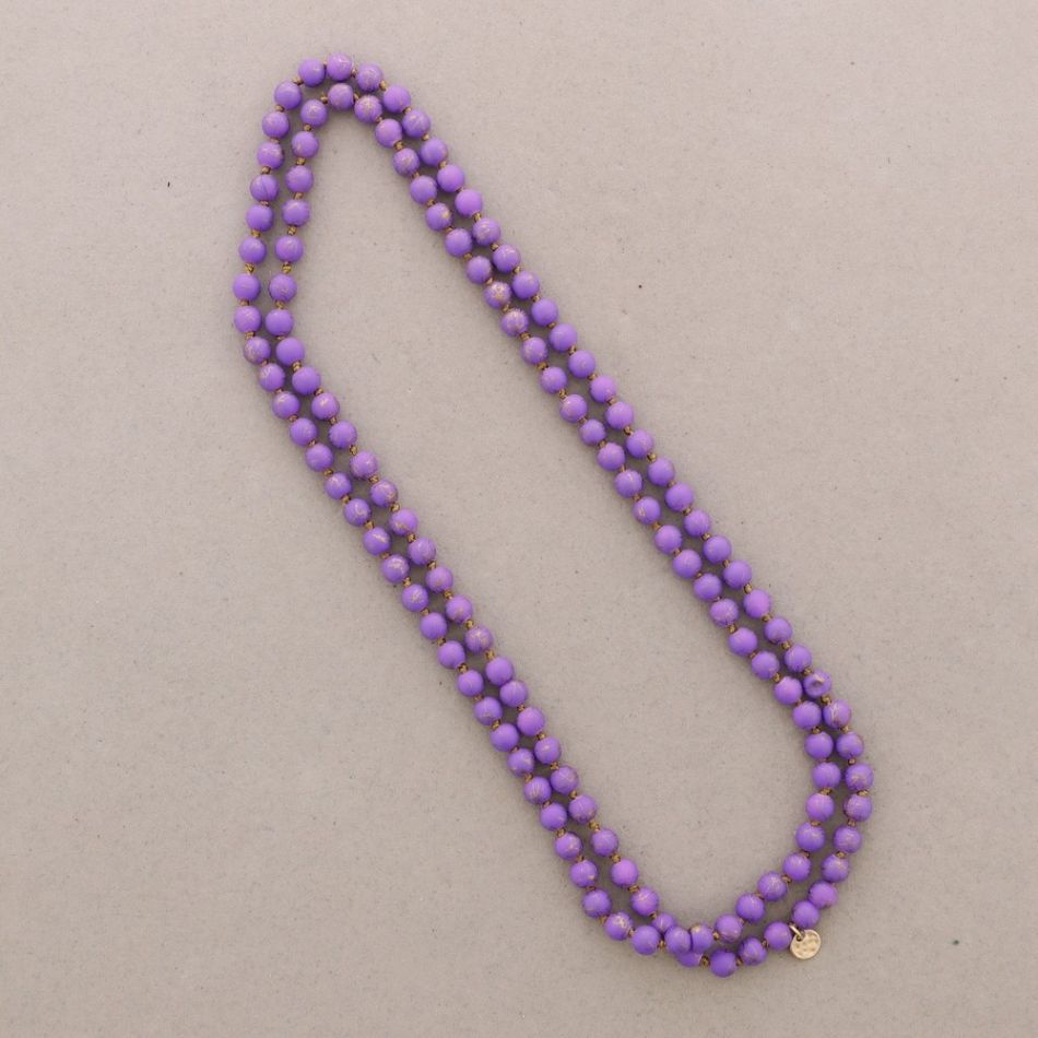 COLLAR LARGO BOLAS HILO DORADO NUDOS 1.5M*6MM