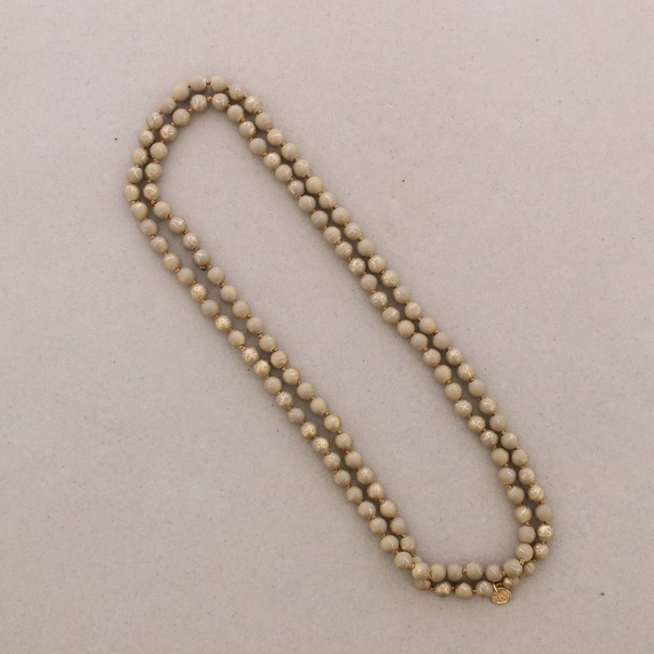 COLLAR LARGO BOLAS HILO DORADO NUDOS 1.5M*6MM