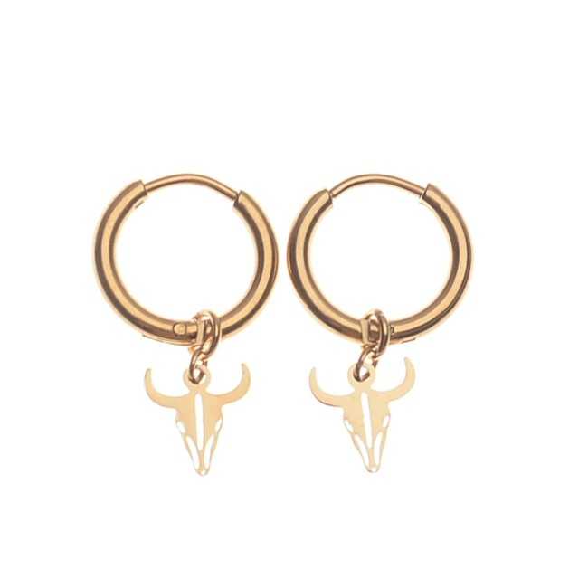 BULL HANGING STEEL HOOP EARRINGS