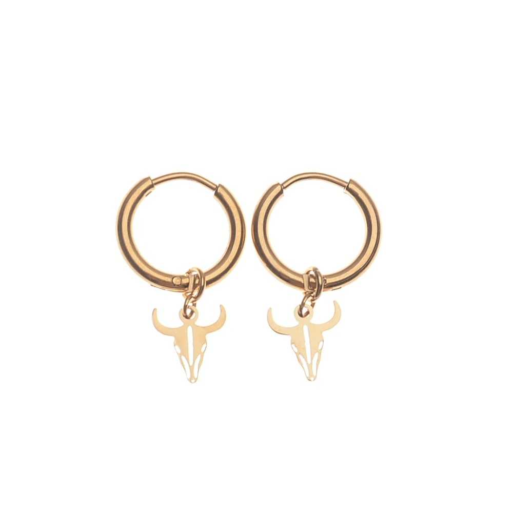 BULL HANGING STEEL HOOP EARRINGS