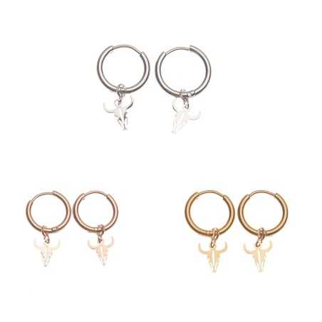 BULL HANGING STEEL HOOP EARRINGS