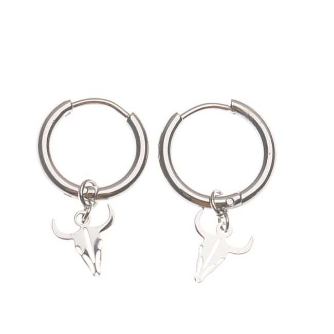 BULL HANGING STEEL HOOP EARRINGS