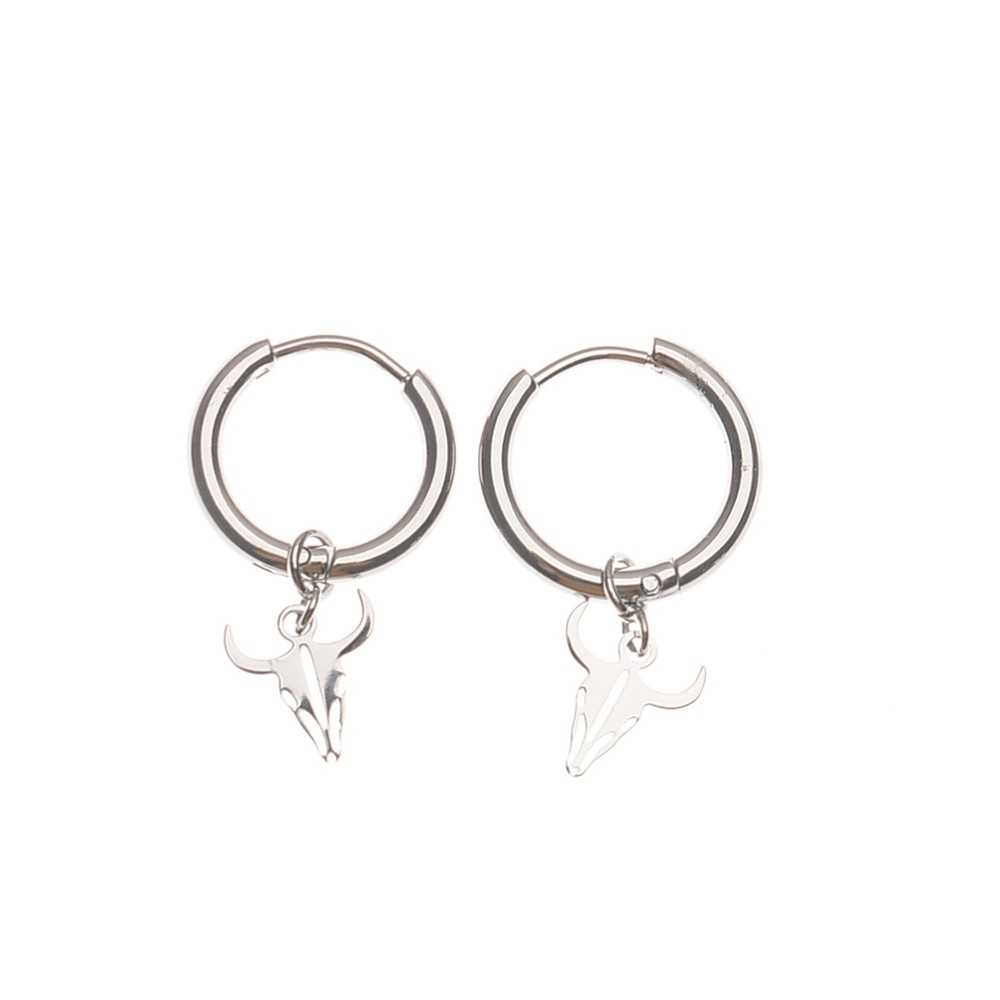 BULL HANGING STEEL HOOP EARRINGS