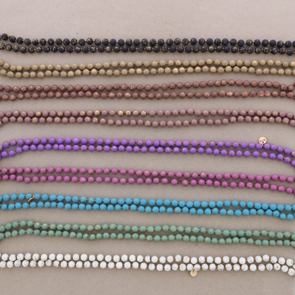 LONG BALLS NECKLACE GOLDEN THREAD KNOTS 1.5M*6MM