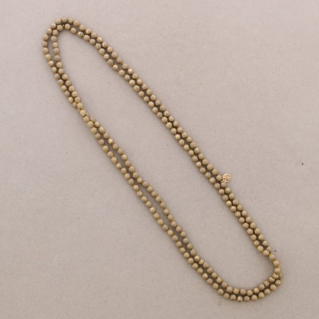 COLLAR LARGO BOLAS HILO DORADO NUDOS 1.2M*8MM